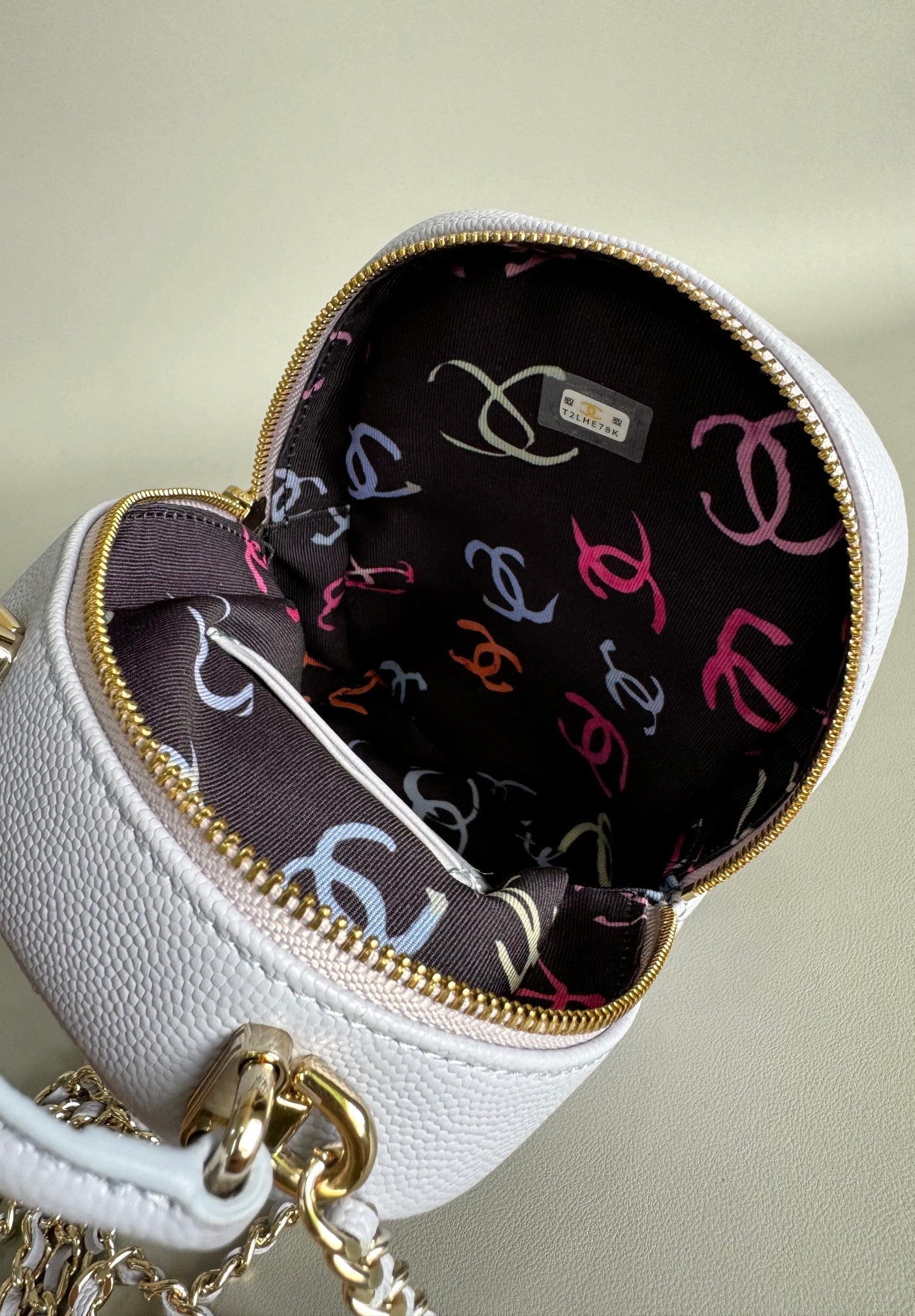 MOCHILA CC MINI 18 BLANCO CAVIAR HARDWARE DORADO CLARO