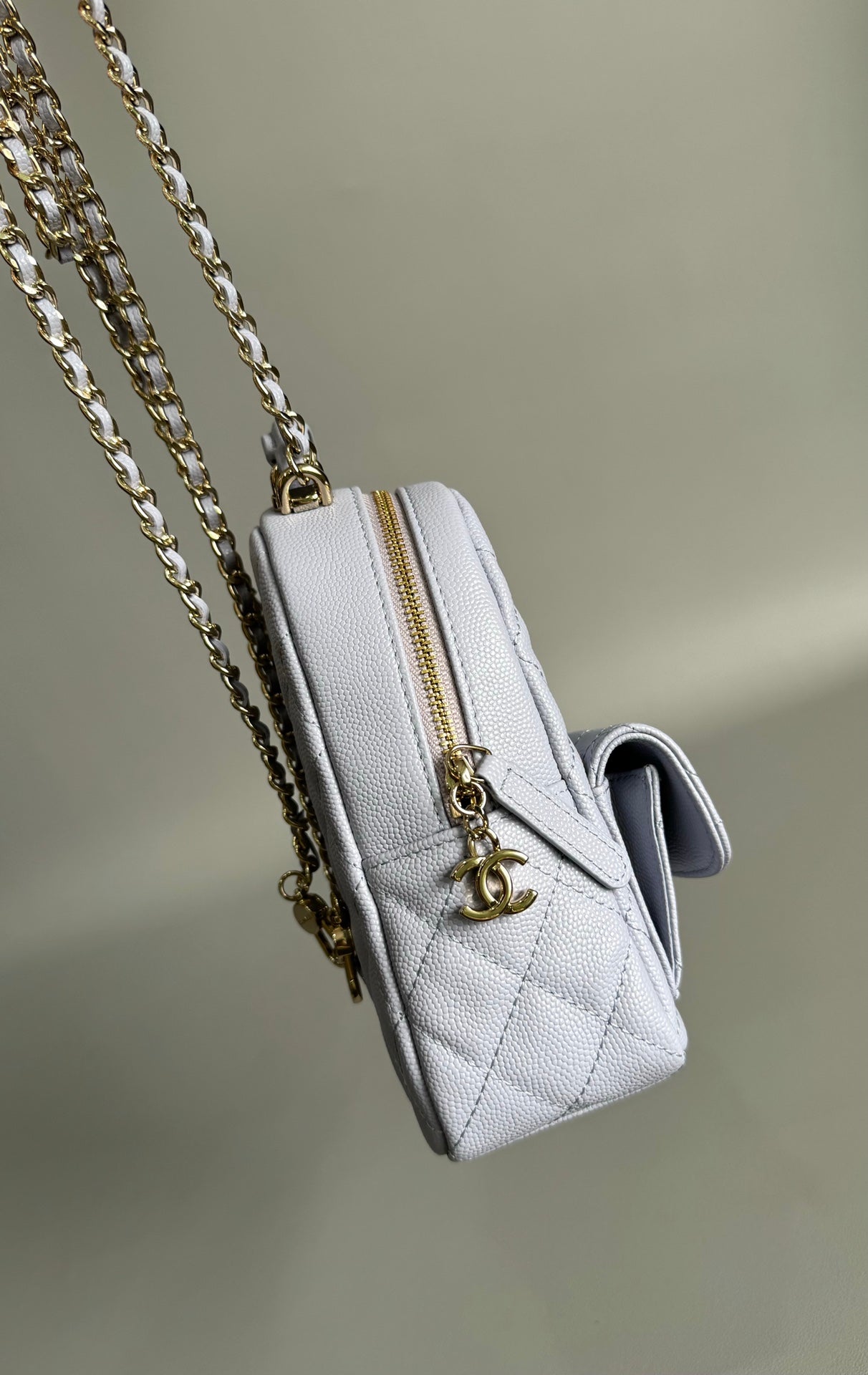 MOCHILA CC MINI 18 BLANCO CAVIAR HARDWARE DORADO CLARO