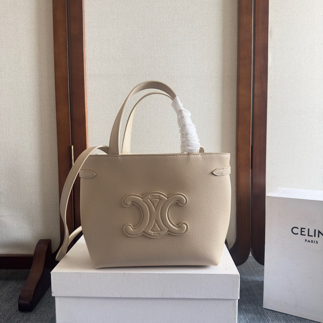 MINI CABAS ANA?S CUIR TRIOMPHE 20 EN PIEL DE BECERRO GRANULADA BEIGE