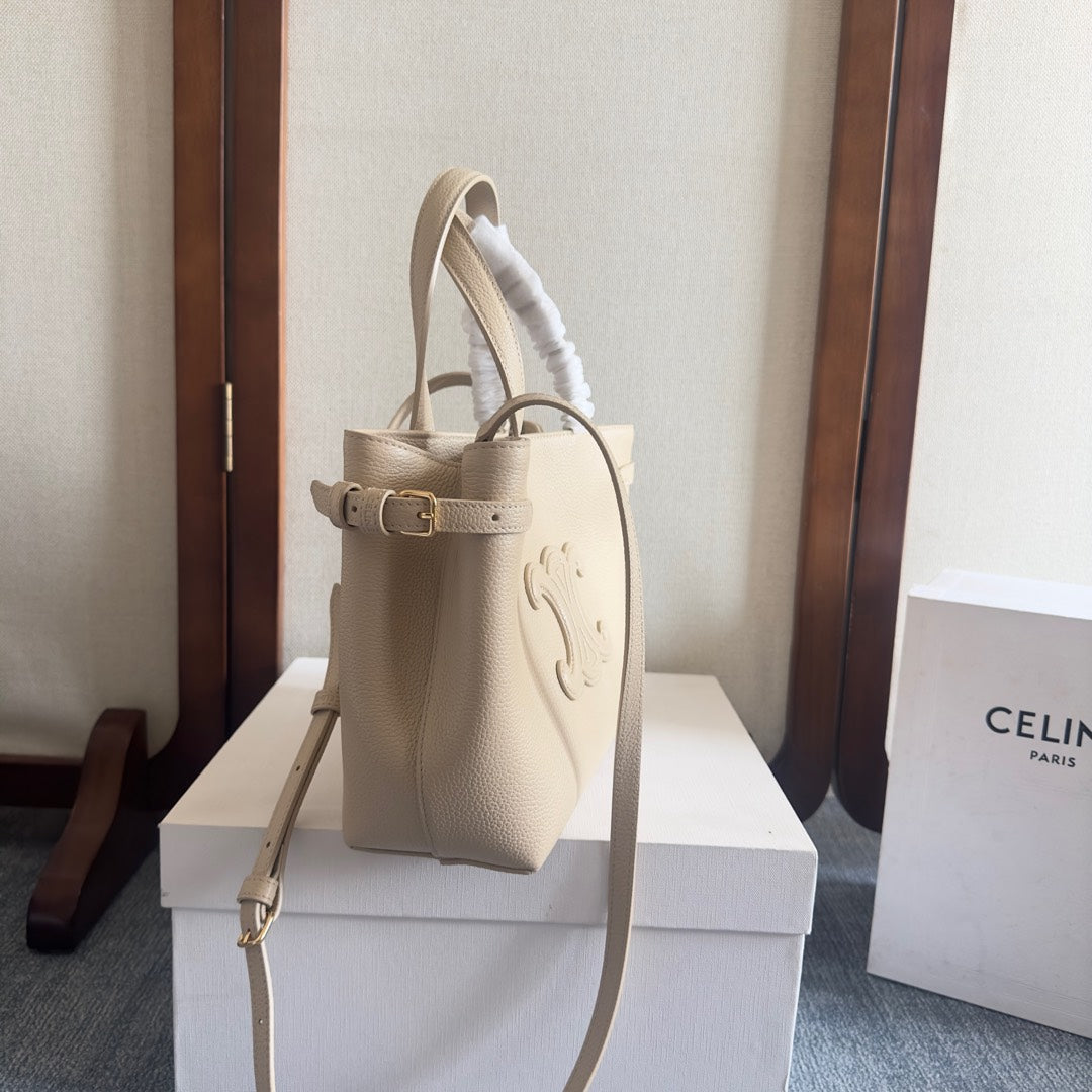 MINI CABAS ANA?S CUIR TRIOMPHE 20 EN PIEL DE BECERRO GRANULADA BEIGE