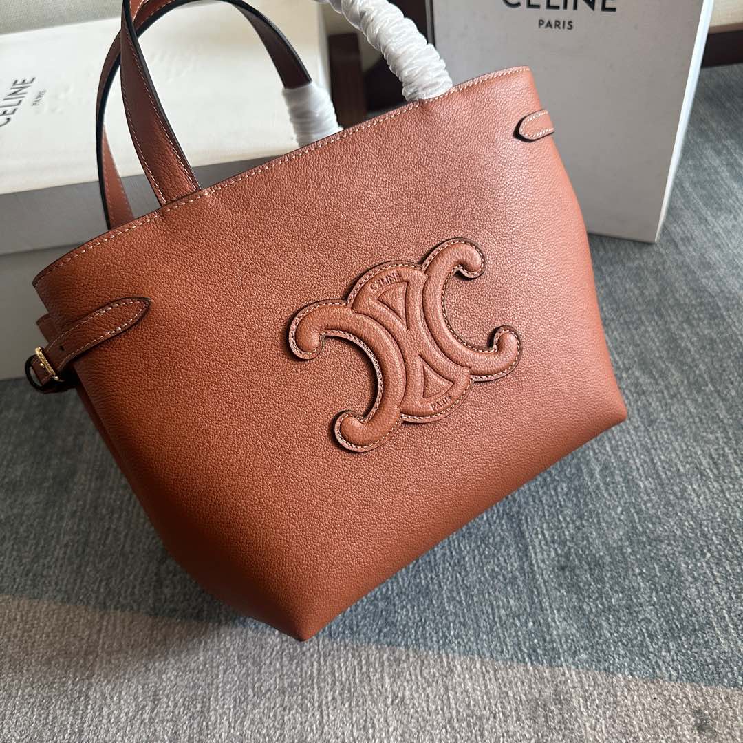 MINI CABAS ANA?S CUIR TRIOMPHE 20 IN BRONZE ORANGE GRAINED CALFSKIN