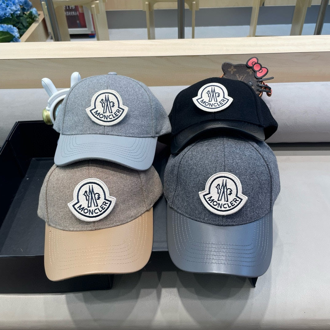 GORRA DE BÉISBOL DE LANA-TWEED Y CUERO GRIS TIBURÓN 428239