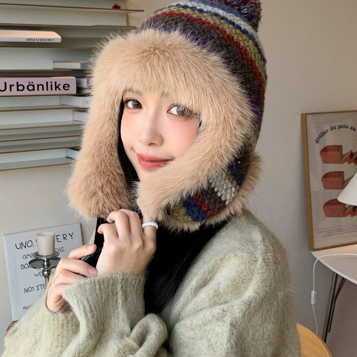 GORRO DE PUNTO ESPONJOSO CON FORRO DE FELPA COLORIDO 428155