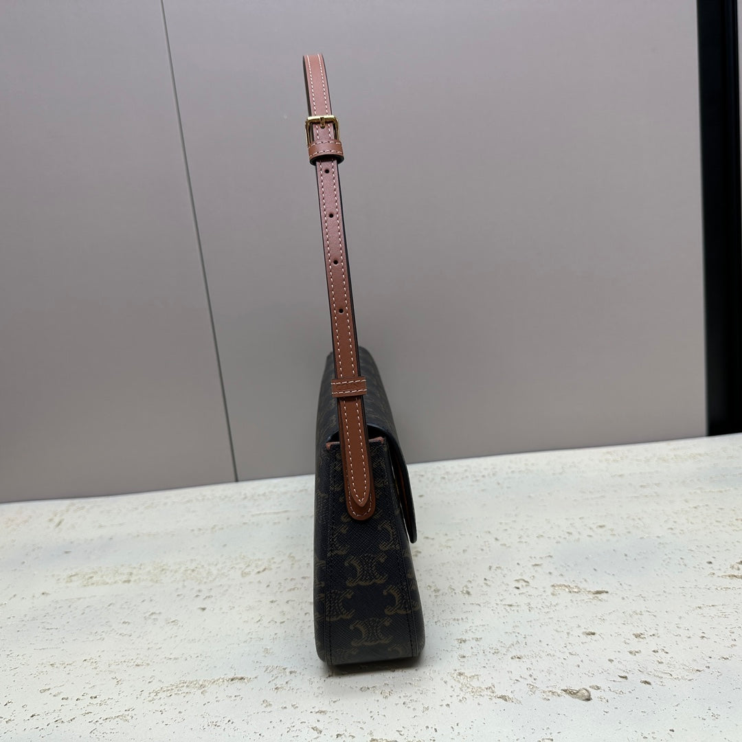 SAC LOLA BAGUETTE 28 EN TOILE MONOGRAMME MARRON FONCÉ ET CUIR DE VEAU