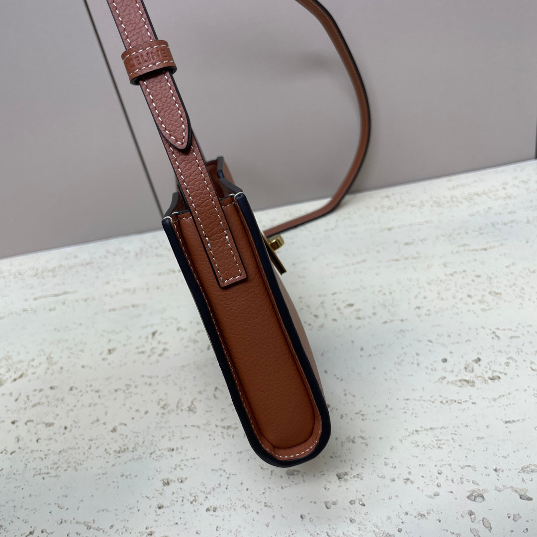 MINI POCHETTE 18 BANDES EN CUIR DE VEAU SOUPLE BRONZE BROWNN