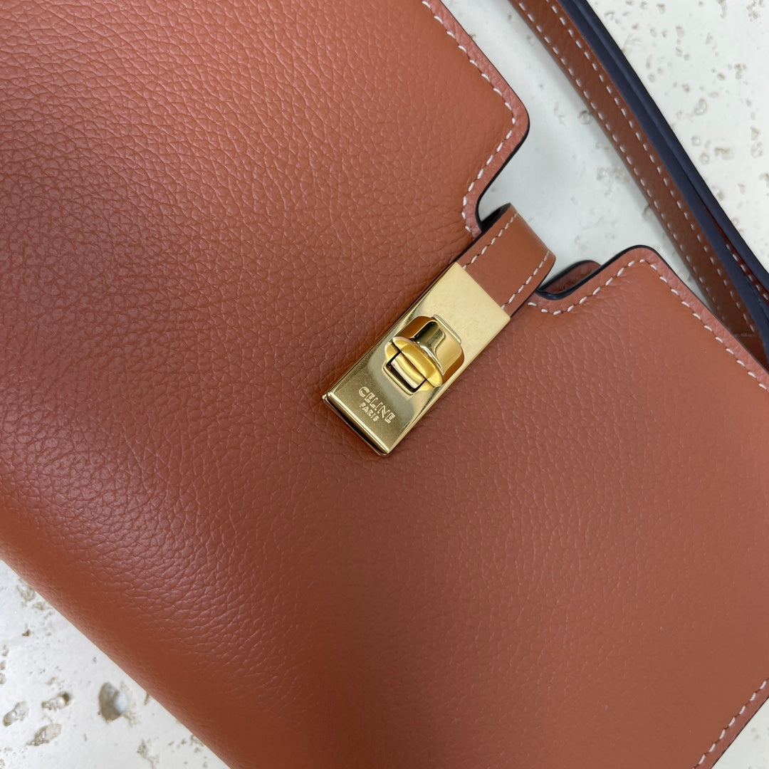 MINI POCHETTE 18 BANDES EN CUIR DE VEAU SOUPLE BRONZE BROWNN
