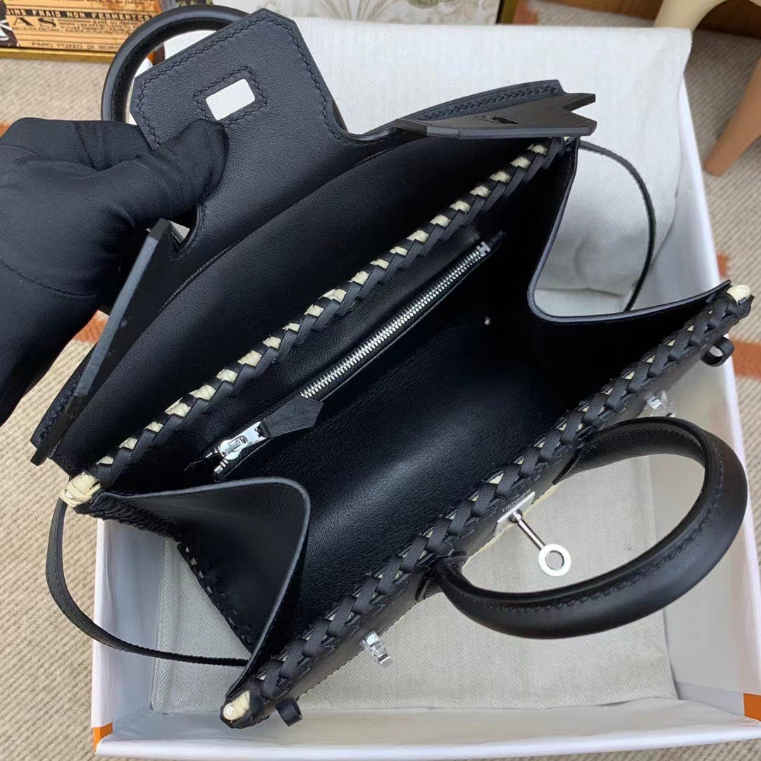 HM BIRKIN 25 CM PICNIC NEGRO BAMBÚ Y RATÁN