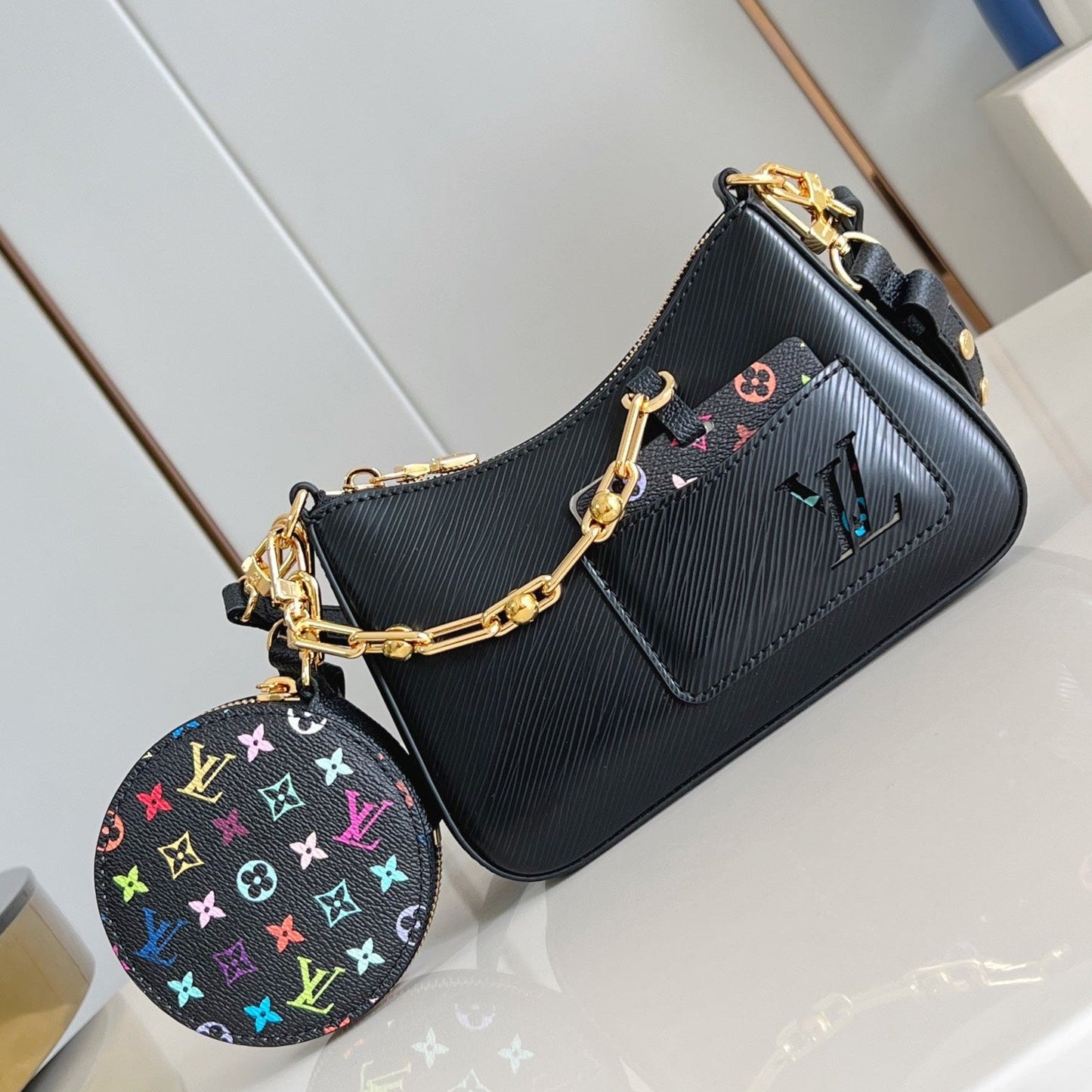 LV Marellini LV x TM Cuir de vache épi noir 203652