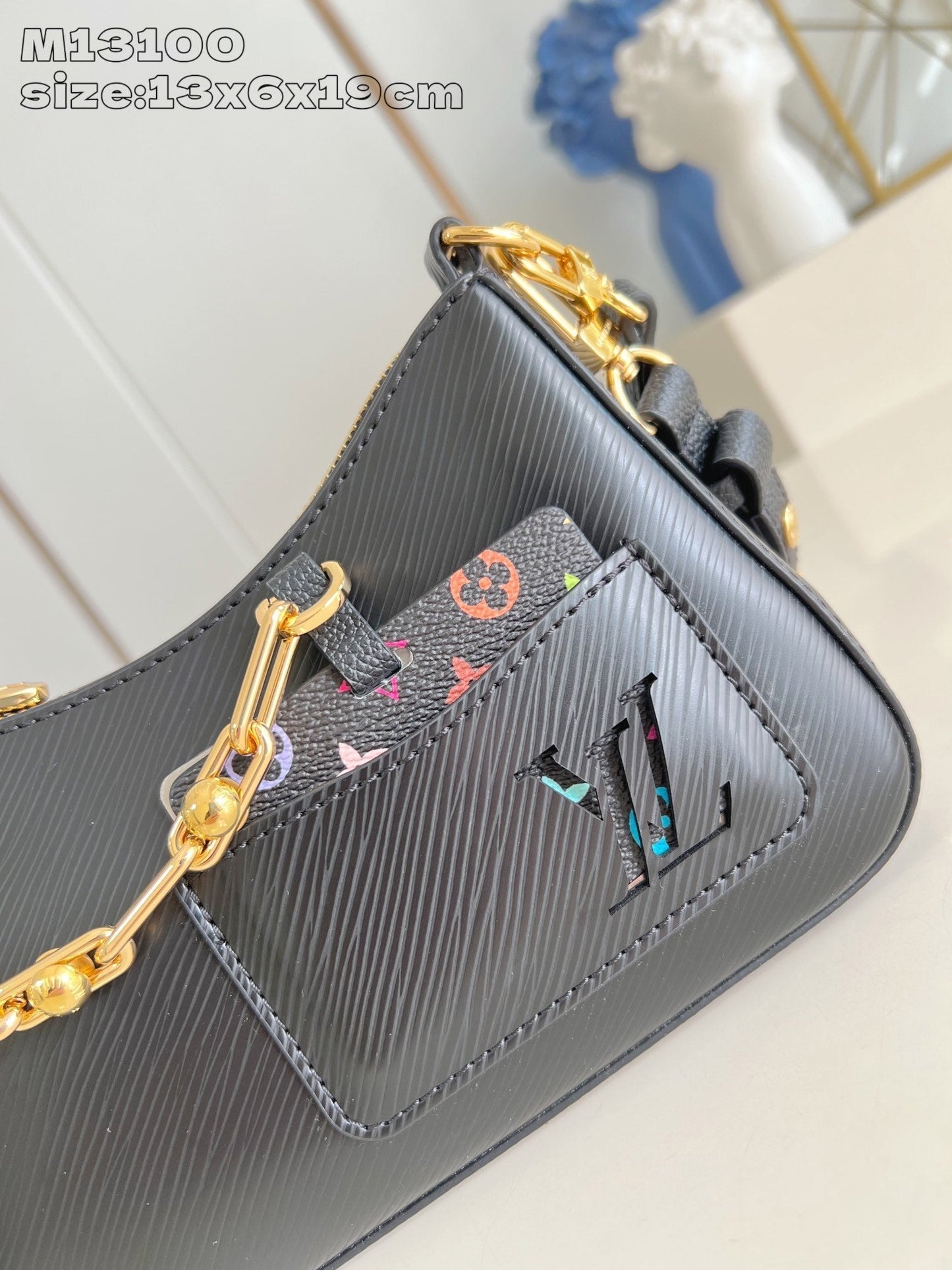LV Marellini LV x TM Cuir de vache épi noir 203652