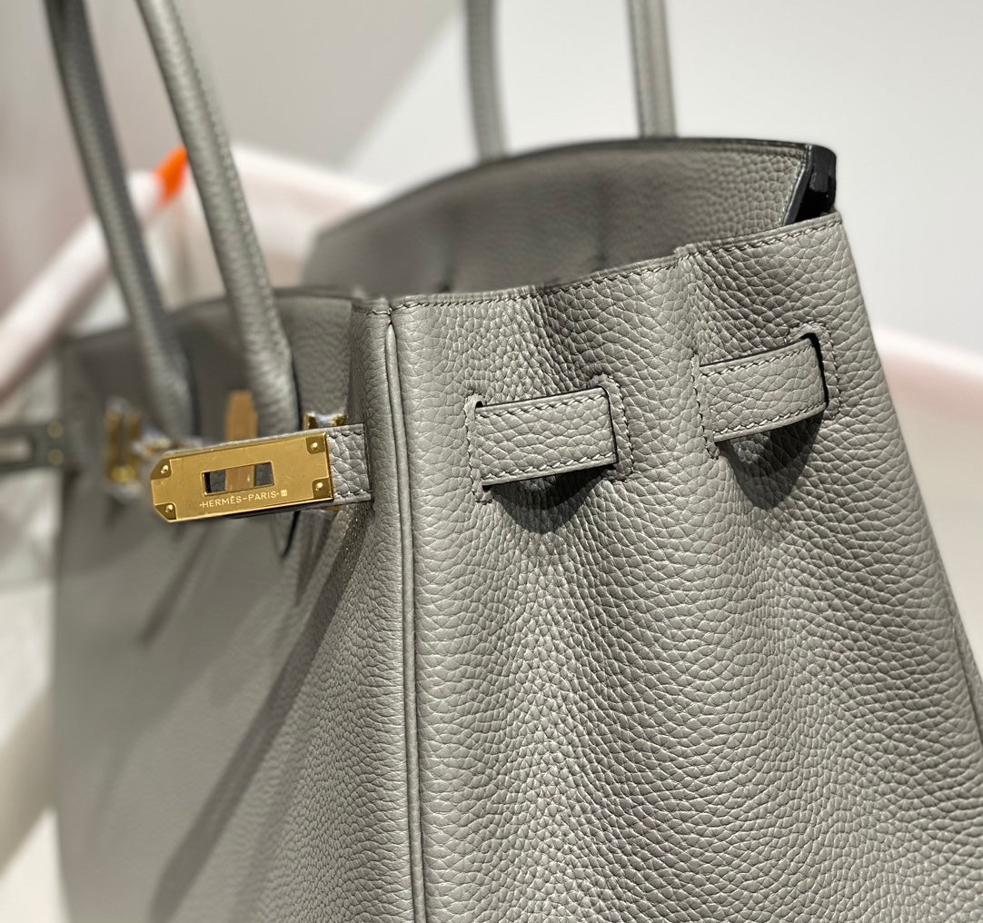 HM BIRKIN 35 CM MEDIANO GRIS TOGO PIEL HIERROS DORADOS