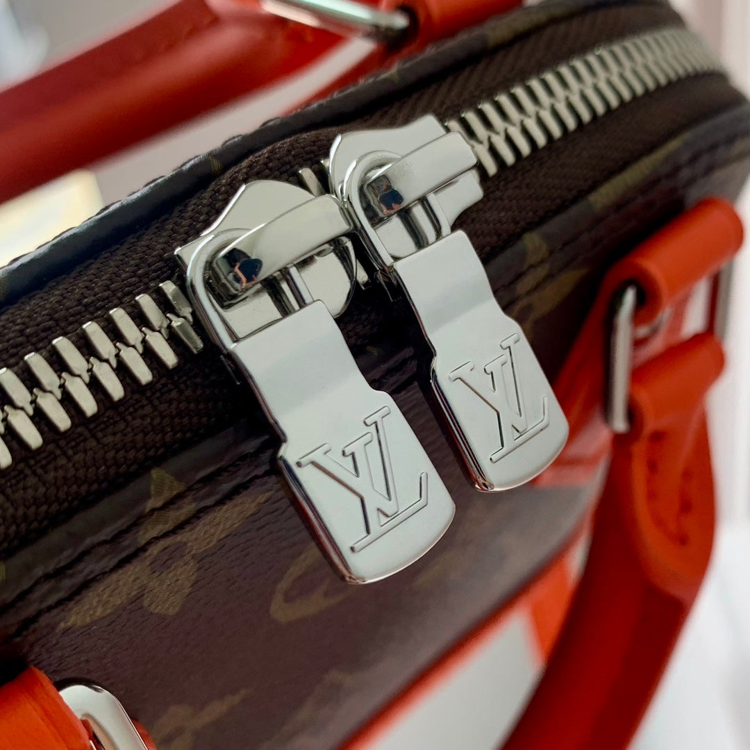 Alma Nano 18 Monogram Canvas Piel de becerro naranja