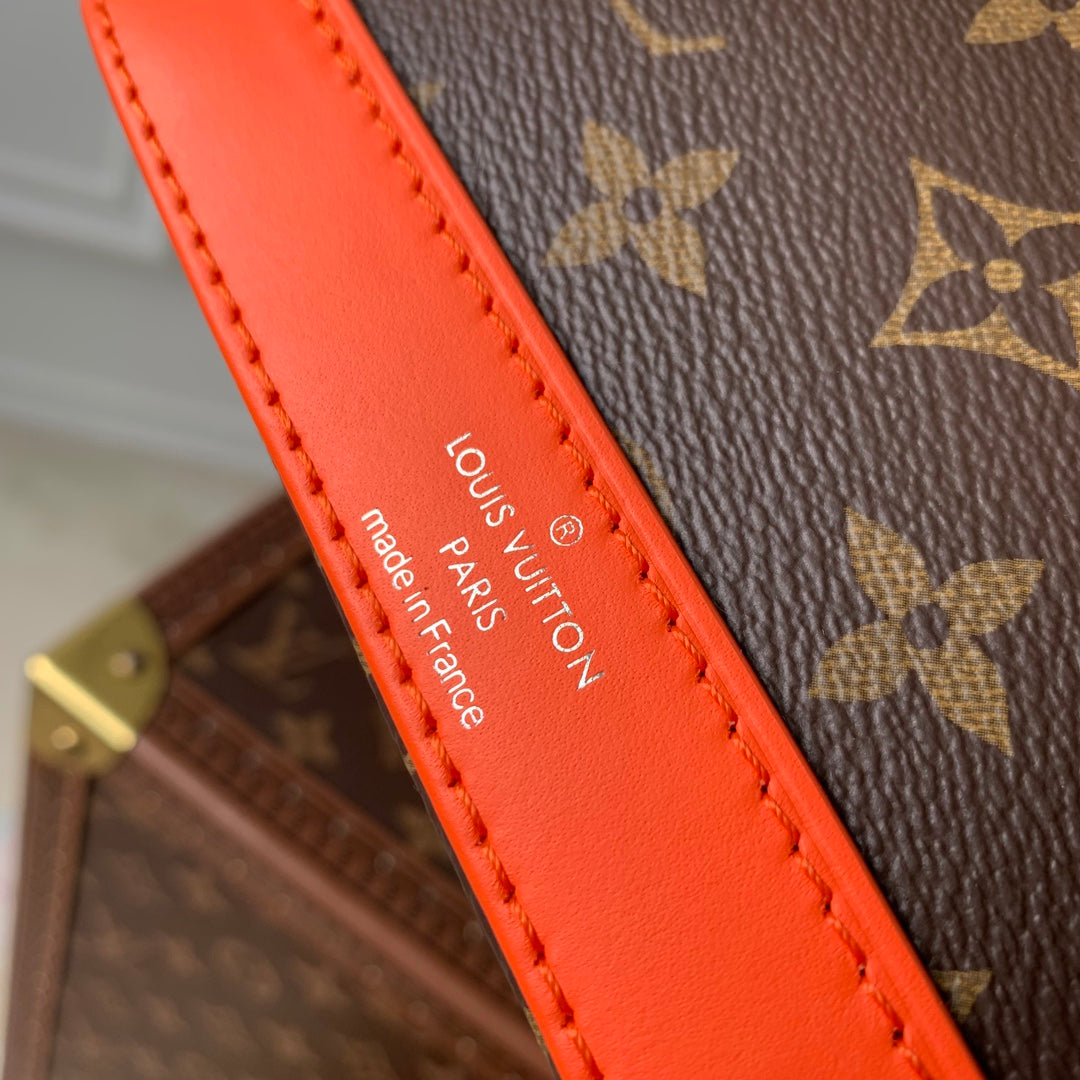 Alma Nano 18 Monogram Canvas Piel de becerro naranja