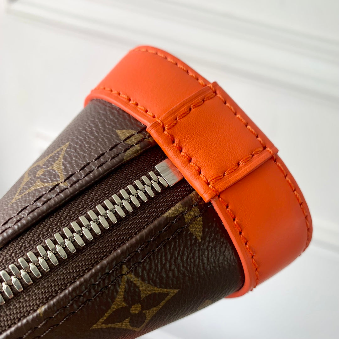 Alma Nano 18 Monogram Canvas Piel de becerro naranja