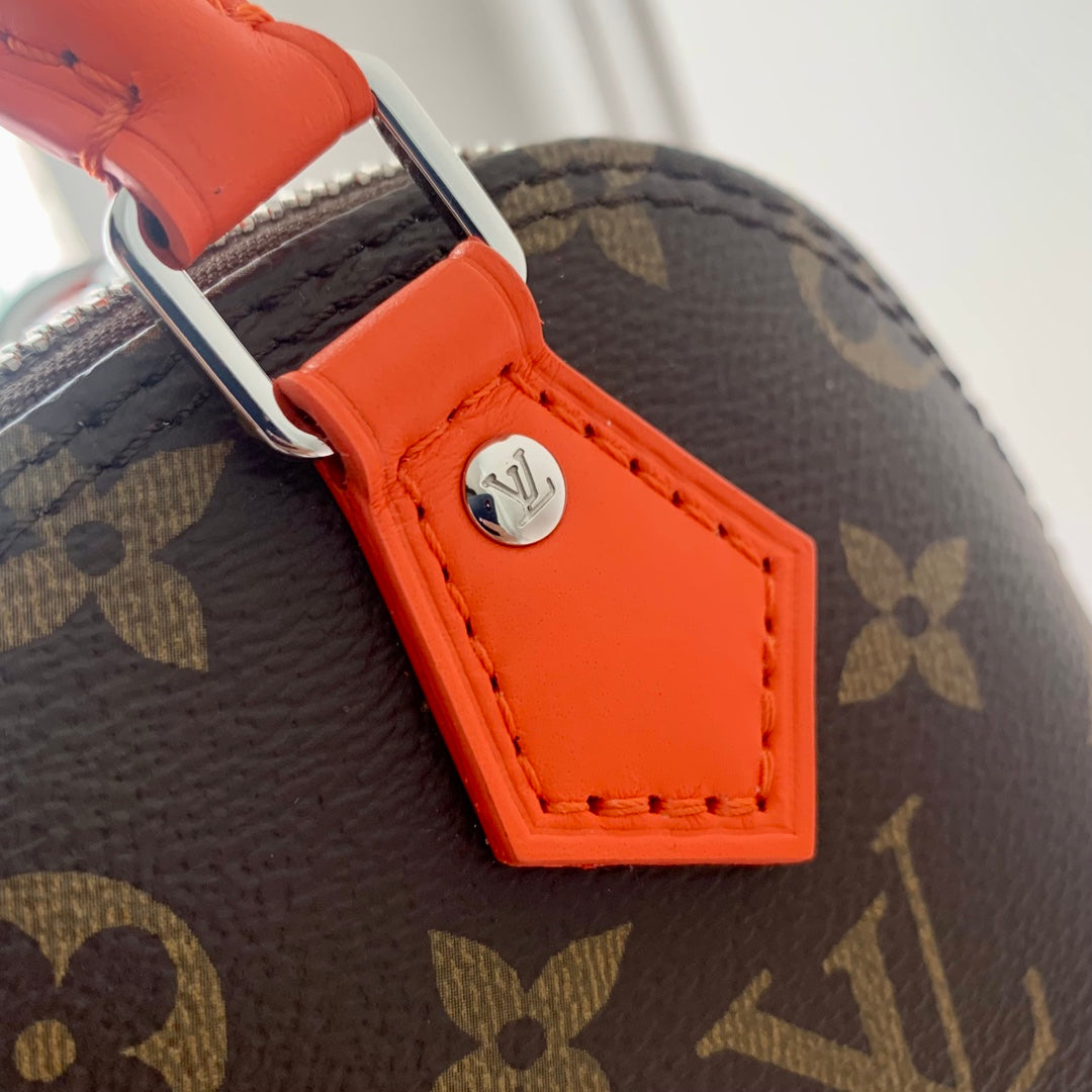 Alma Nano 18 Monogram Canvas Piel de becerro naranja