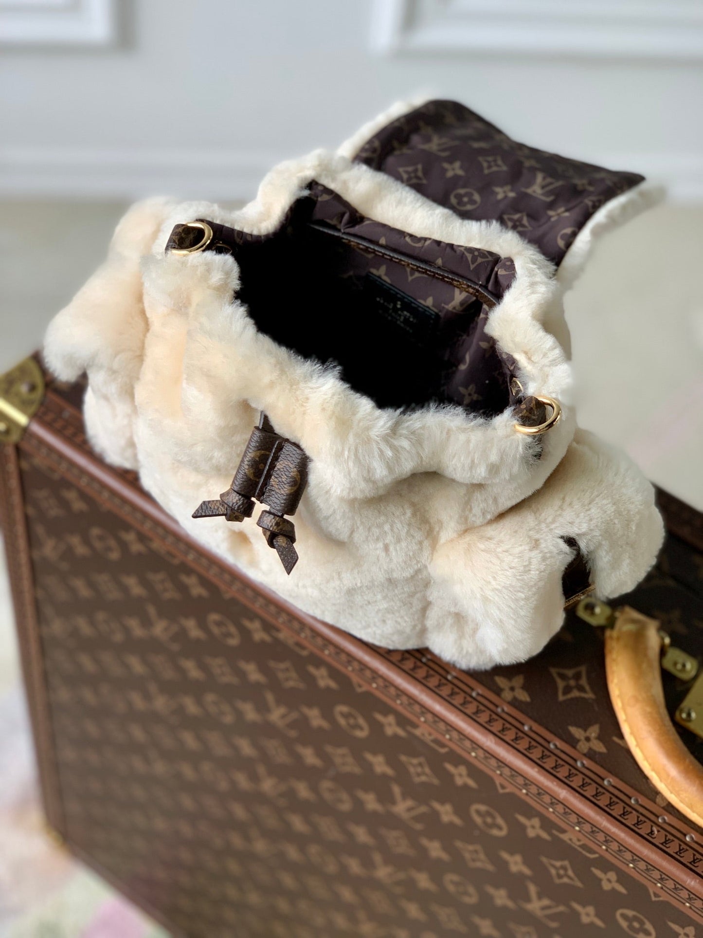 Lv Nano Teddy 25 Laine Monogram Marron