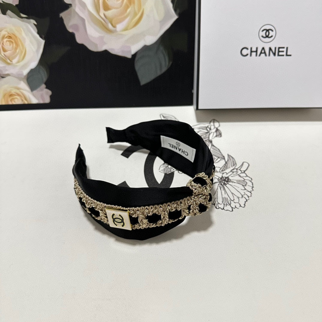 BANDEAU EN TISSU ET SATIN MÉLANGÉ NOIR ET JAUNE CLAIR 168583