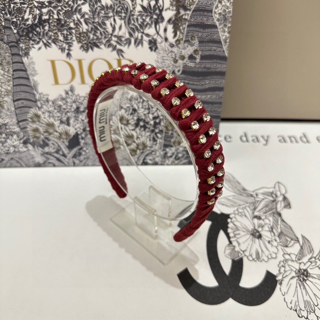 DIADEMA DE FIELTRO ROJO CON DECORACIÓN DE DIAMANTES 230832