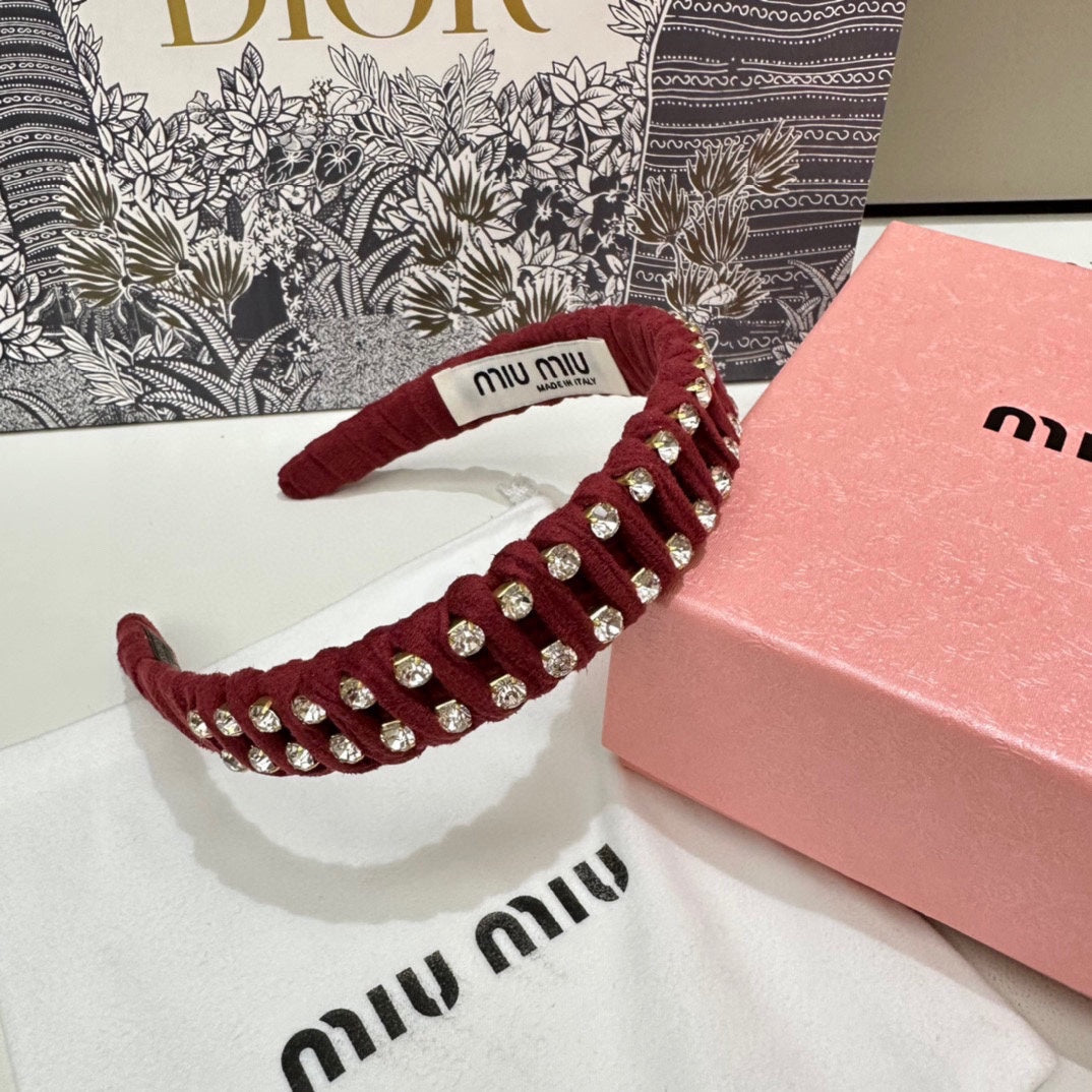 DIADEMA DE FIELTRO ROJO CON DECORACIÓN DE DIAMANTES 230832