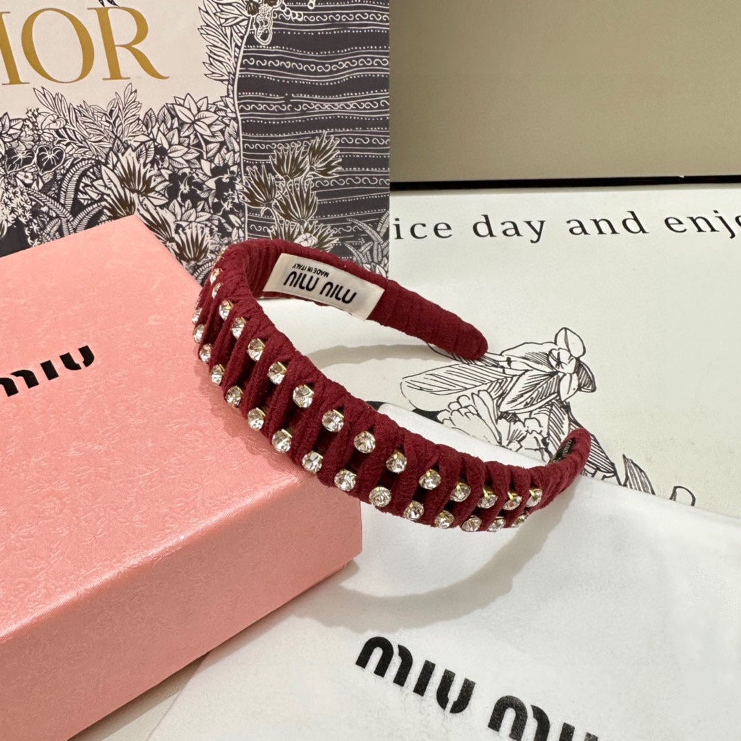 DIADEMA DE FIELTRO ROJO CON DECORACIÓN DE DIAMANTES 230832