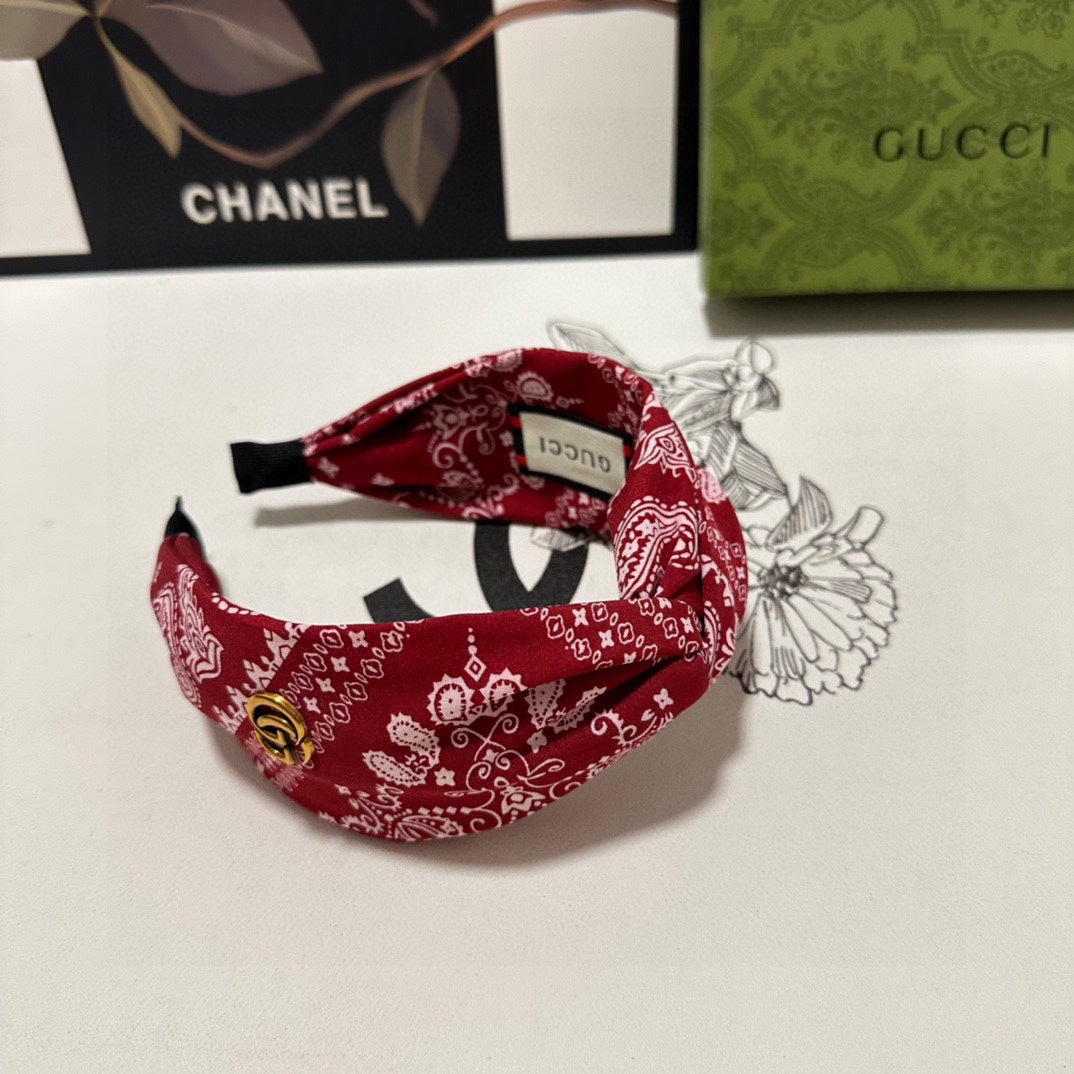 BANDEAU À CHEVEUX EN TISSU À MOTIF ROUGE ET BLANC 299346
