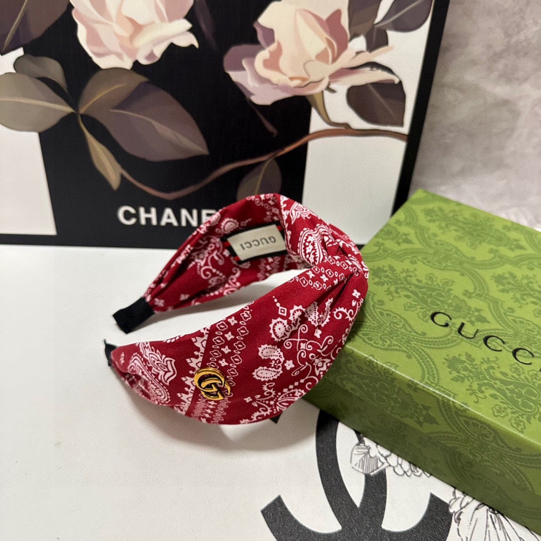 BANDEAU À CHEVEUX EN TISSU À MOTIF ROUGE ET BLANC 299346