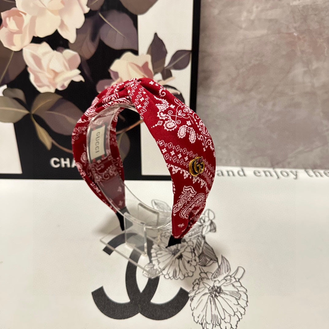 BANDEAU À CHEVEUX EN TISSU À MOTIF ROUGE ET BLANC 299346