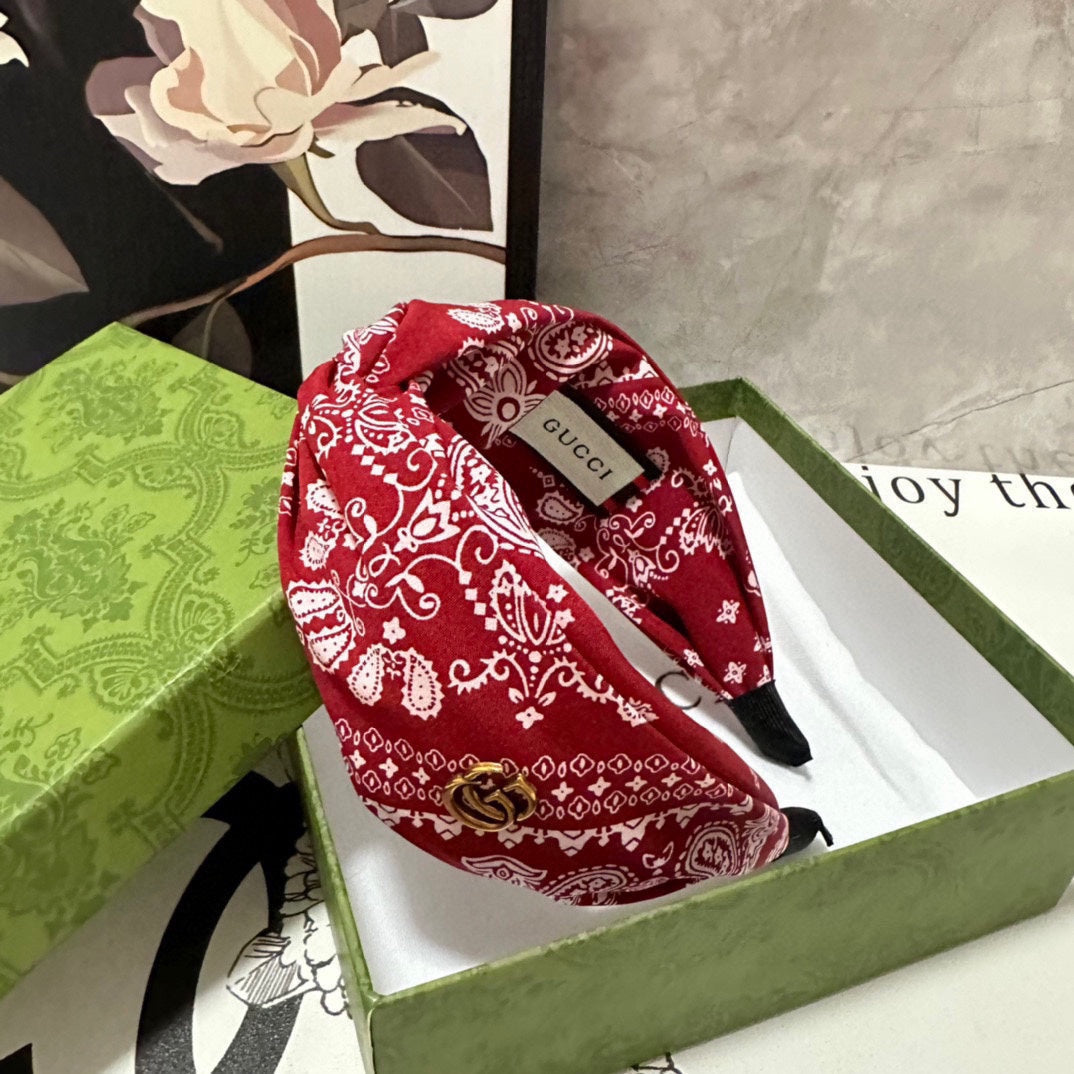 BANDEAU À CHEVEUX EN TISSU À MOTIF ROUGE ET BLANC 299346