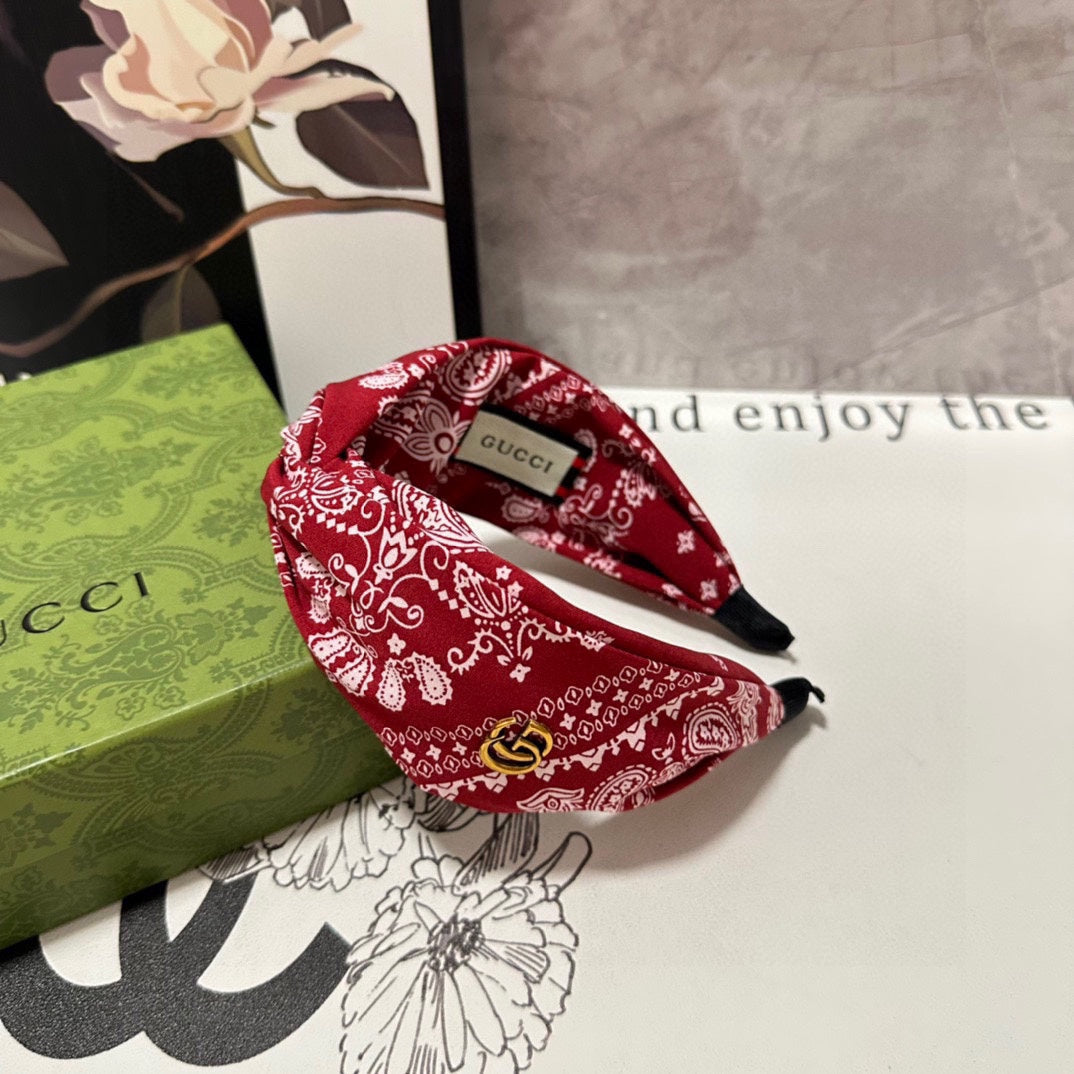 BANDEAU À CHEVEUX EN TISSU À MOTIF ROUGE ET BLANC 299346