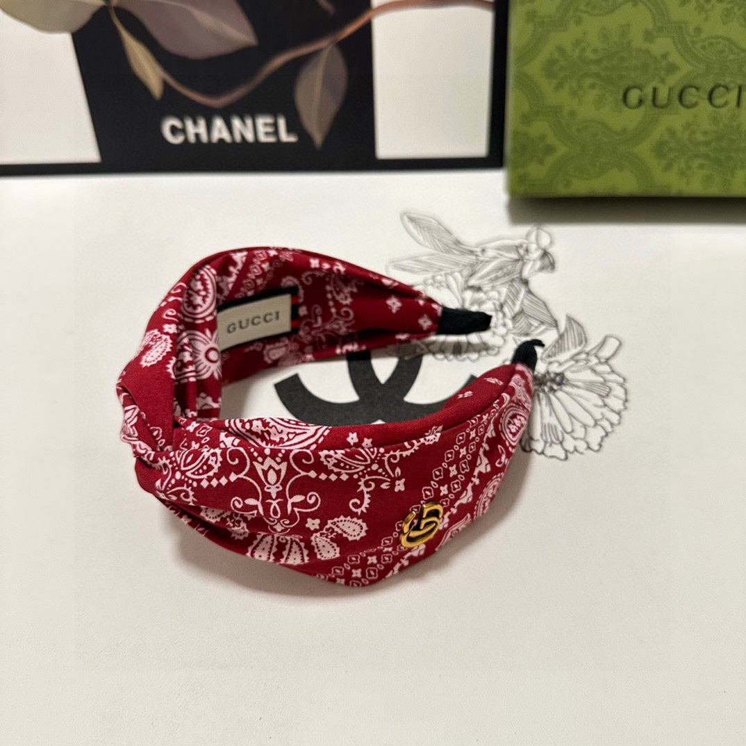 BANDEAU À CHEVEUX EN TISSU À MOTIF ROUGE ET BLANC 299346