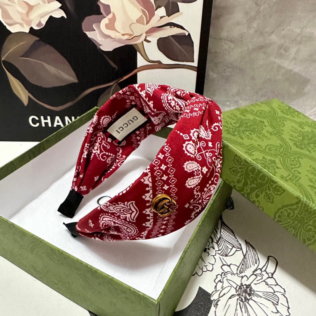 BANDEAU À CHEVEUX EN TISSU À MOTIF ROUGE ET BLANC 299346