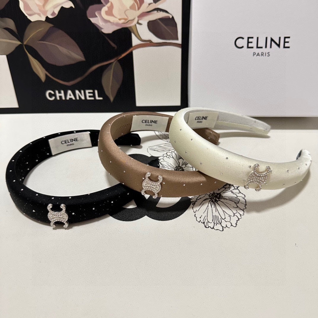 DIADEMA DE SEDA NEGRA CON CRISTAL 400485