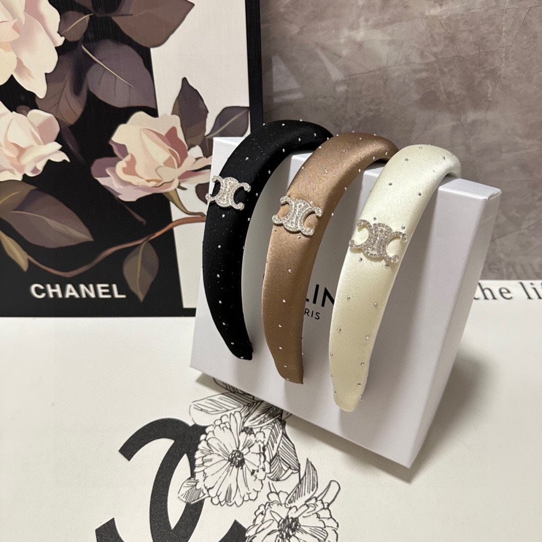 COFFEE BROWN SILK WITH CRYSTAL HAIRBAND 400486