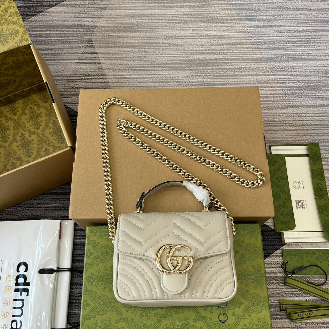 BOLSO MINI GG MARMONT 13 DE ASA SUPERIOR DE PIEL DE BECERRO BLANCA