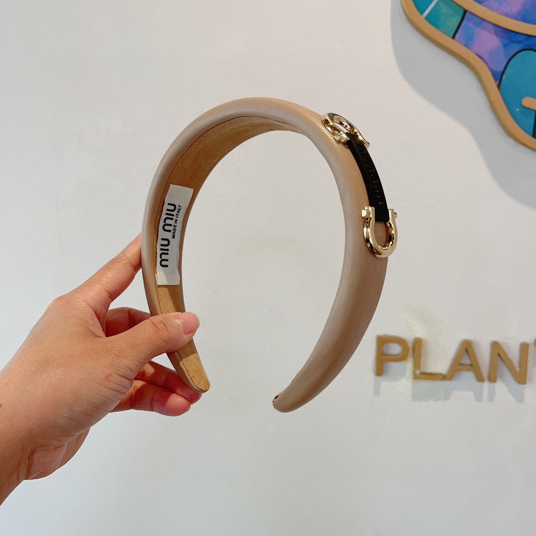 BANDEAU MORS DE CHEVAL DORÉ EN CUIR DE VEAU MARRON BOIS 329350