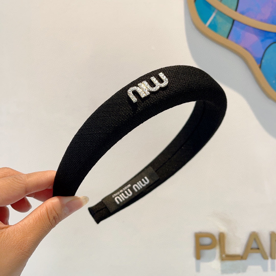 THICK HAIR BAND IN BLACK RAW FABRIC 423578