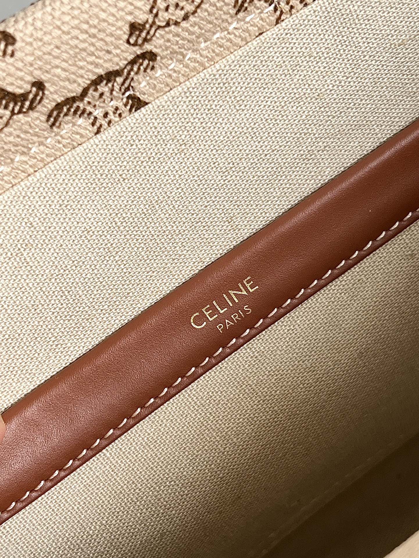 PETIT CABAS THAÏS 25,5 TOILE BEIGE CUIR DE VEAU TRIOMPHE