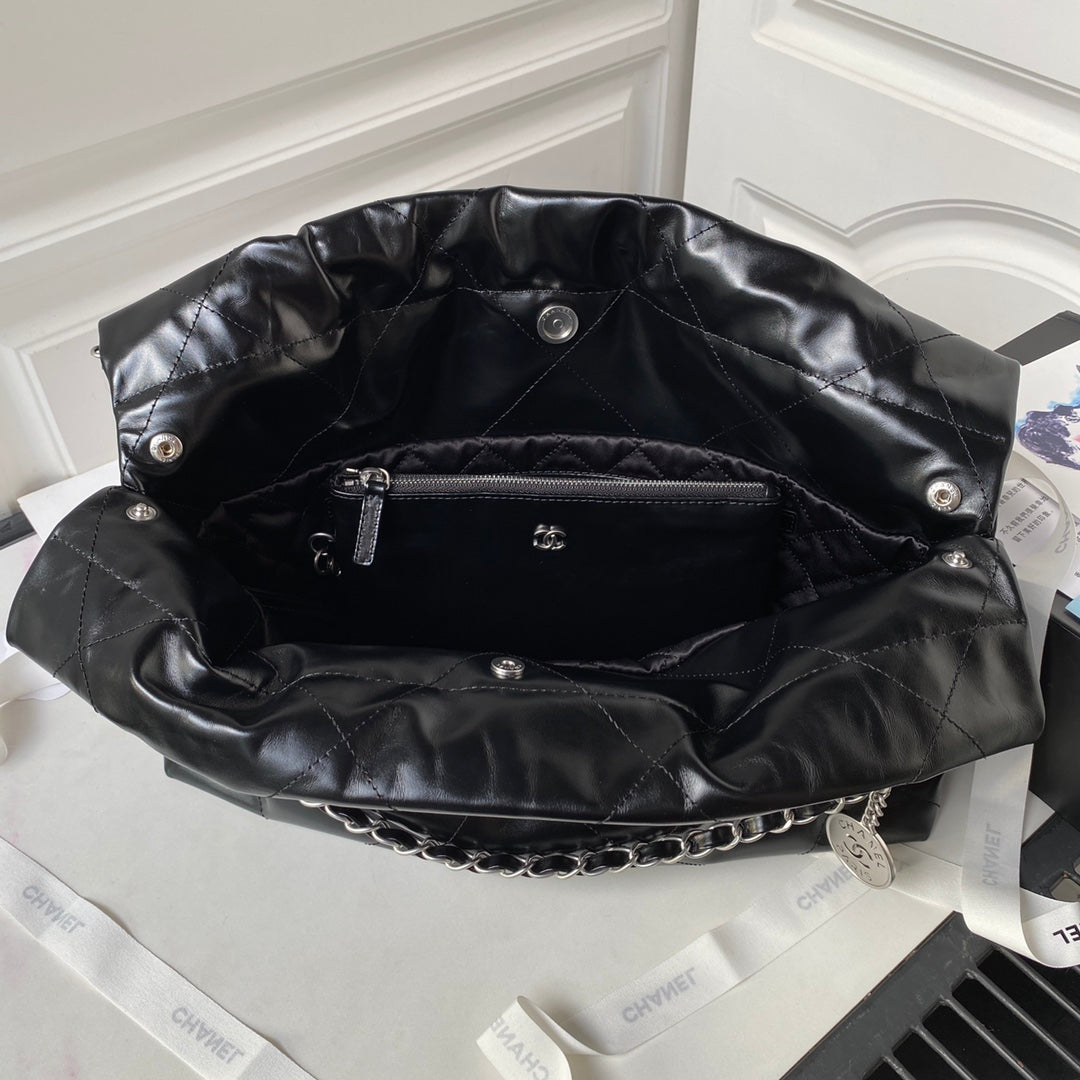 Bolso Hobo 22 CC 24C 45cm Piel de cordero negra