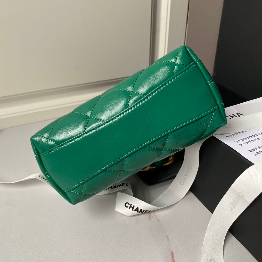 Bolso hobo 24a de 23 cm de piel de becerro verde con herrajes dorados