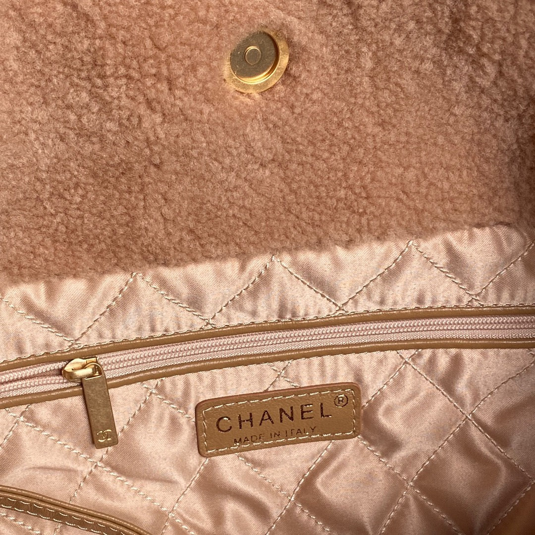 Bolso Hobo 22 CC 24K de 35 cm de lana marrón