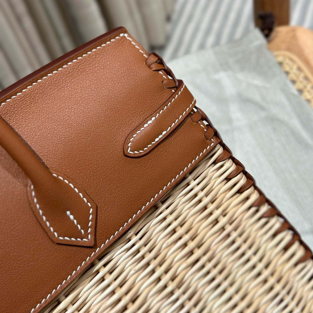 HM BIRKIN 25 CM PICNIC ORO BAMBÚ Y RATÁN