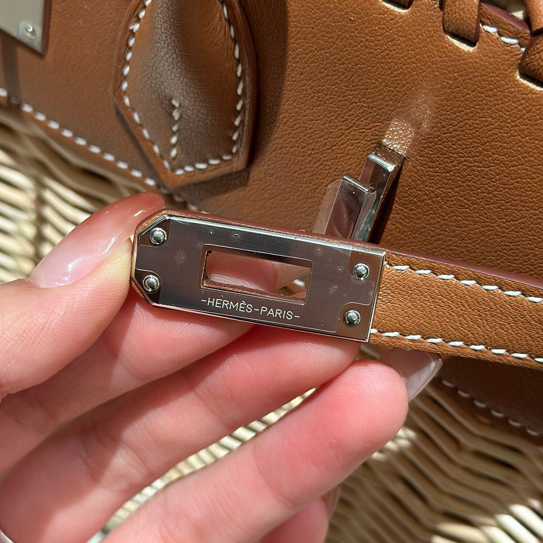 HM BIRKIN 25 CM PICNIC ORO BAMBÚ Y RATÁN