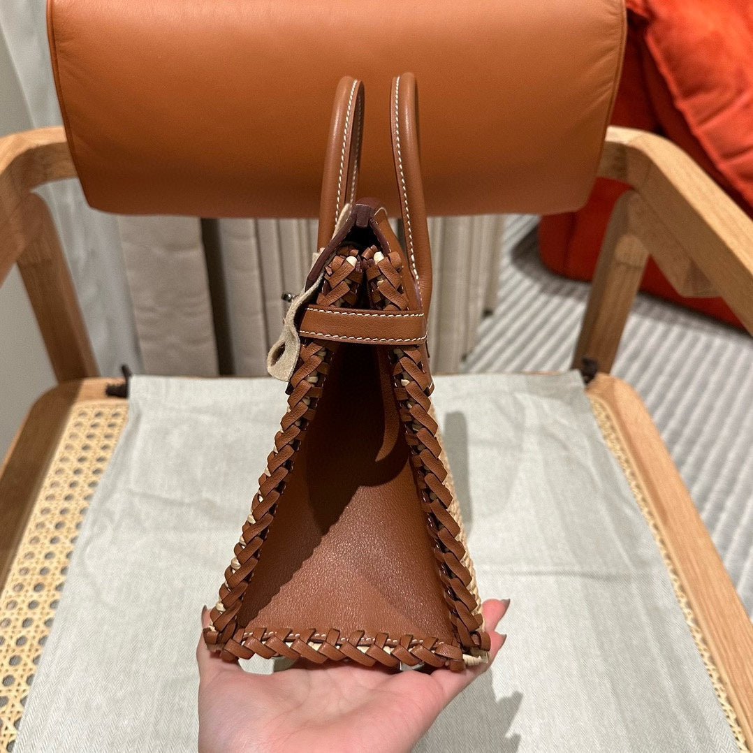 HM BIRKIN 25 CM PICNIC ORO BAMBÚ Y RATÁN