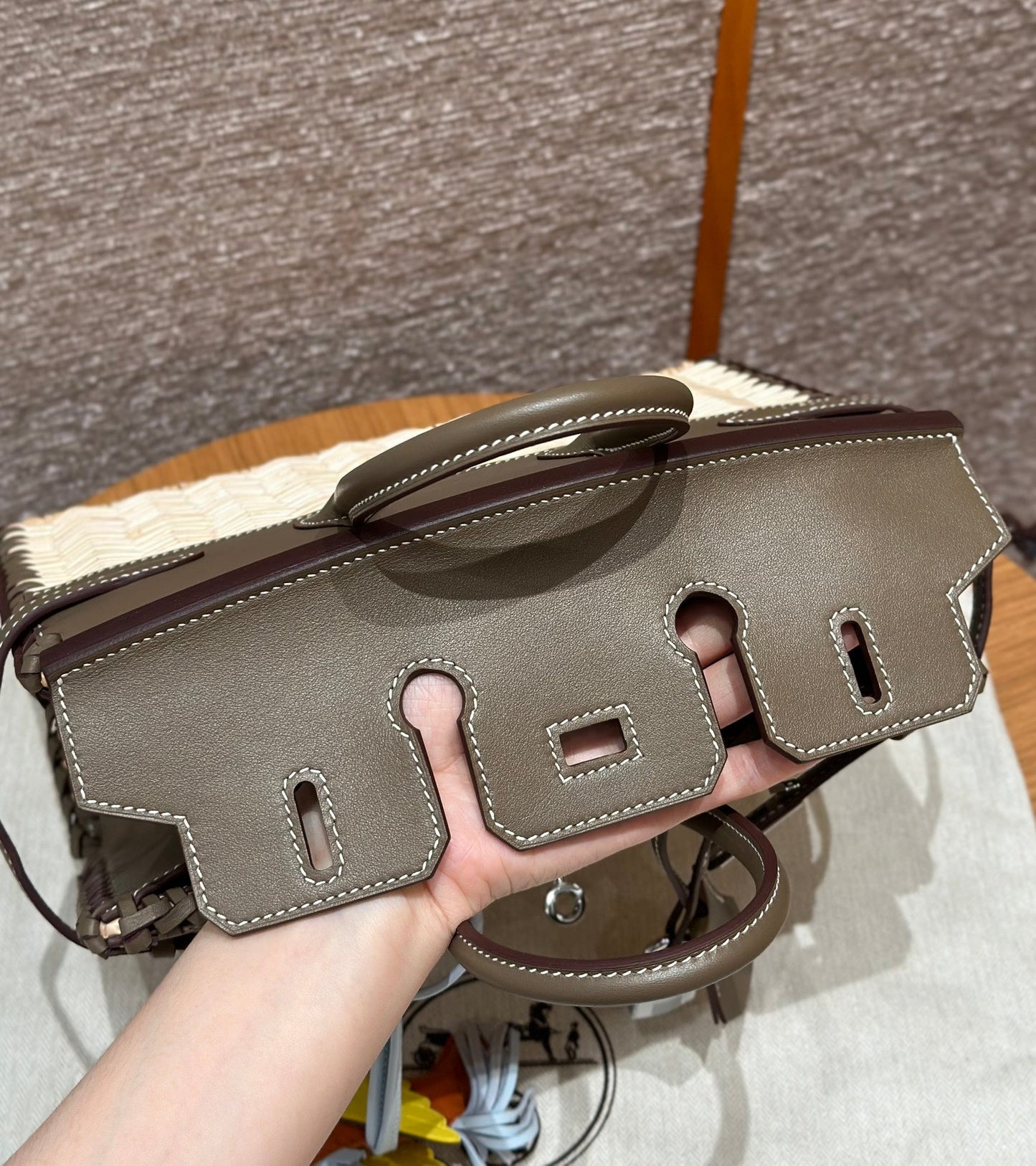 HM BIRKIN 25 CM PICNIC OLIVA BAMBÚ Y RATÁN