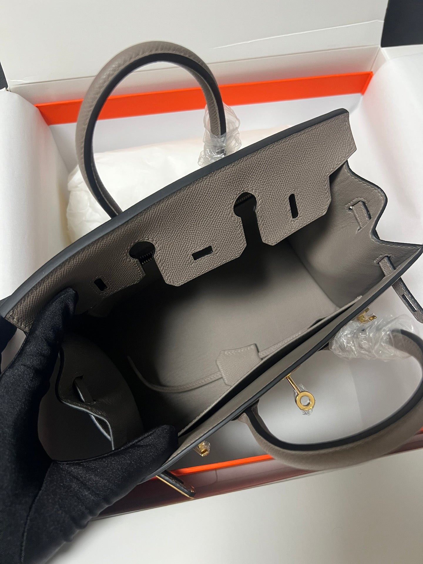 HM BIRKIN SELLIER ÉTAIN CUIR EPSOM QUINCAILLERIE DORÉ