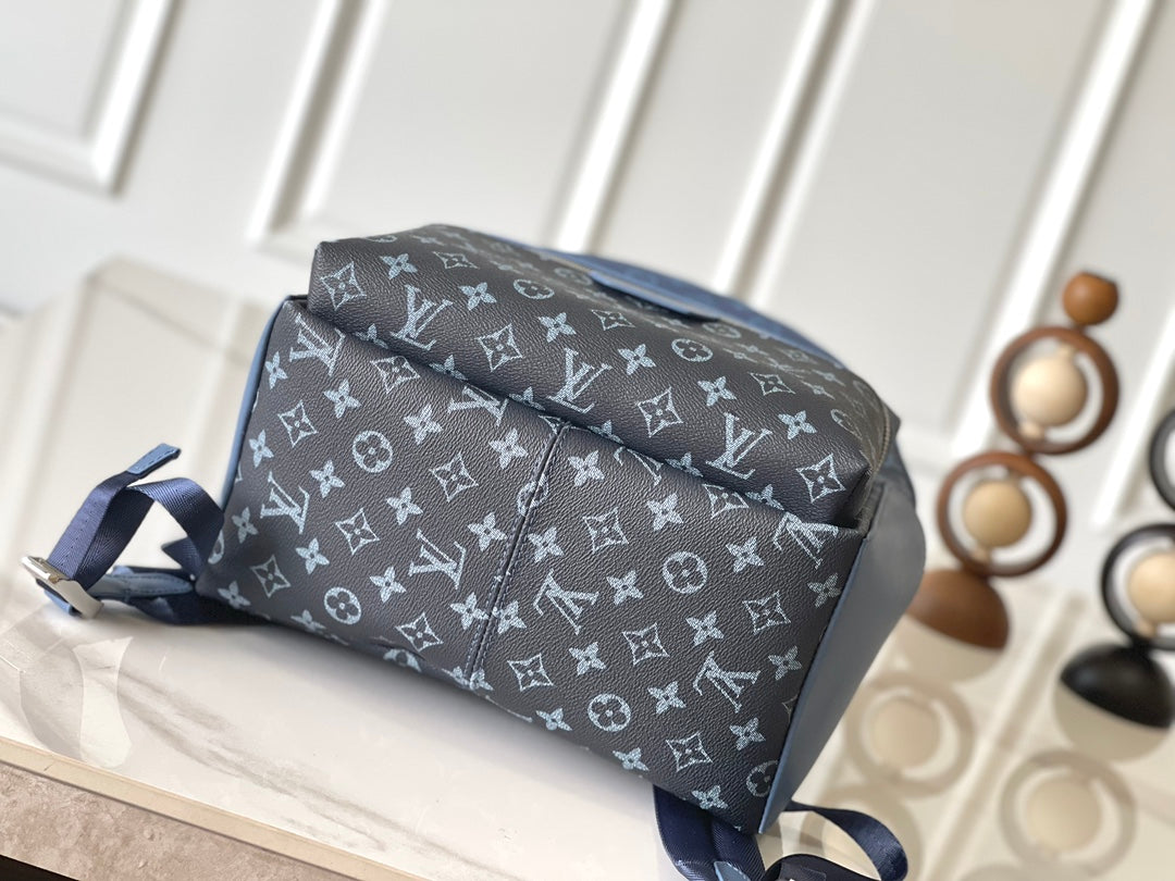 SAC À DOS DISCOVERY PM 38 TOILE DÉGRADÉE MONOGRAMME BLEU ÉGÉEN ET NOIR