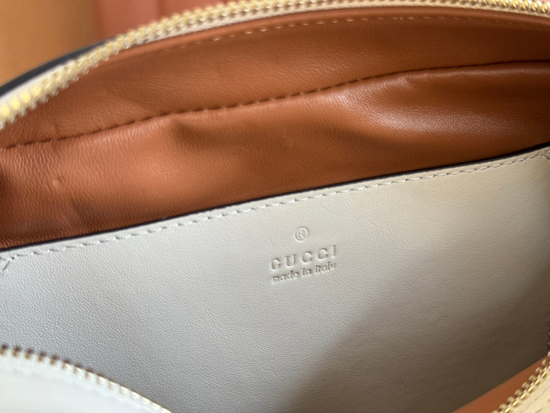 Petit sac bandoulière Marmont 24 pouces en cuir de veau blanc, matériel doré