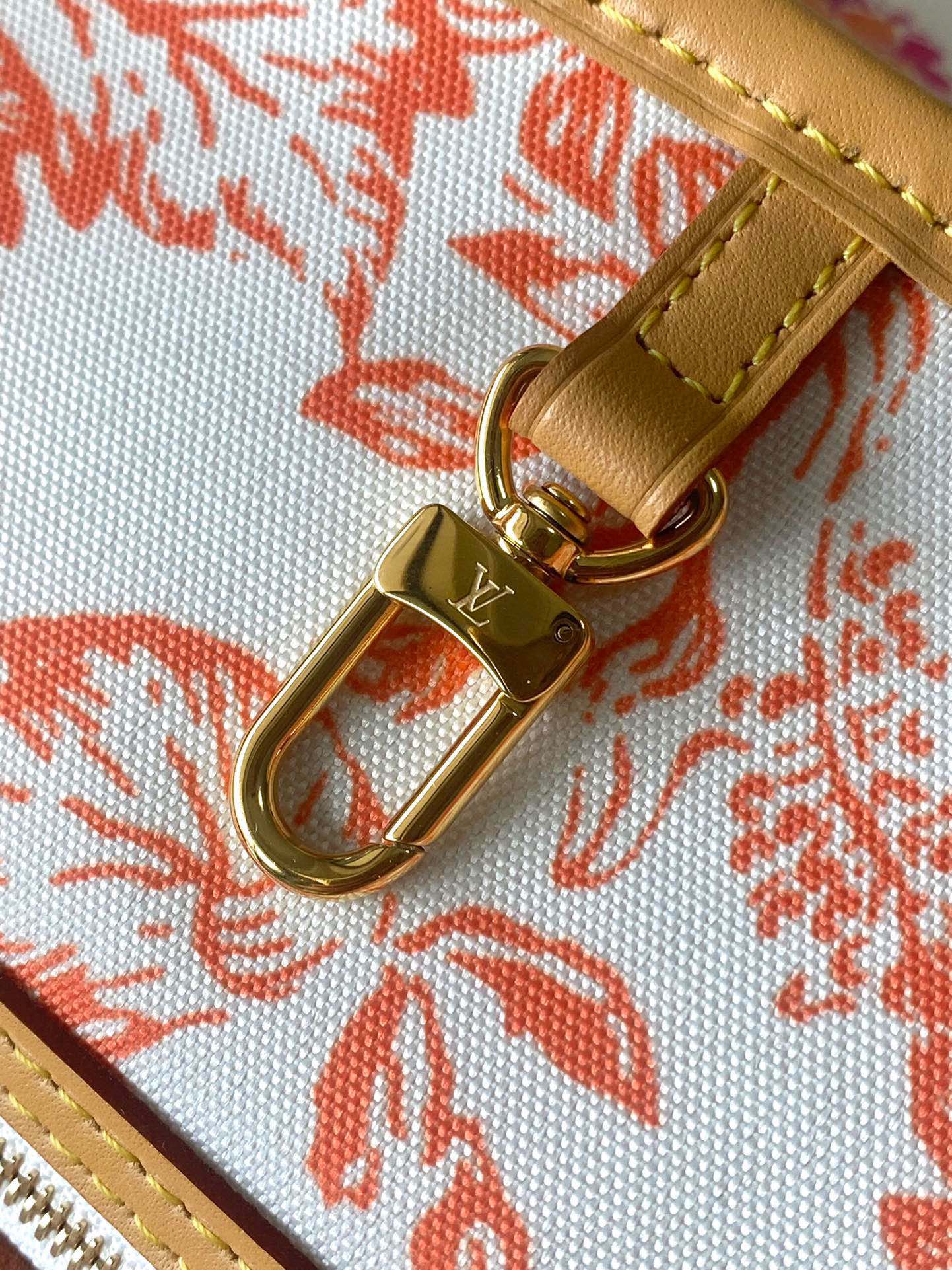 TOILE À CARREAUX MONOGRAMME CORAIL NEVERFULL MM 31 PO