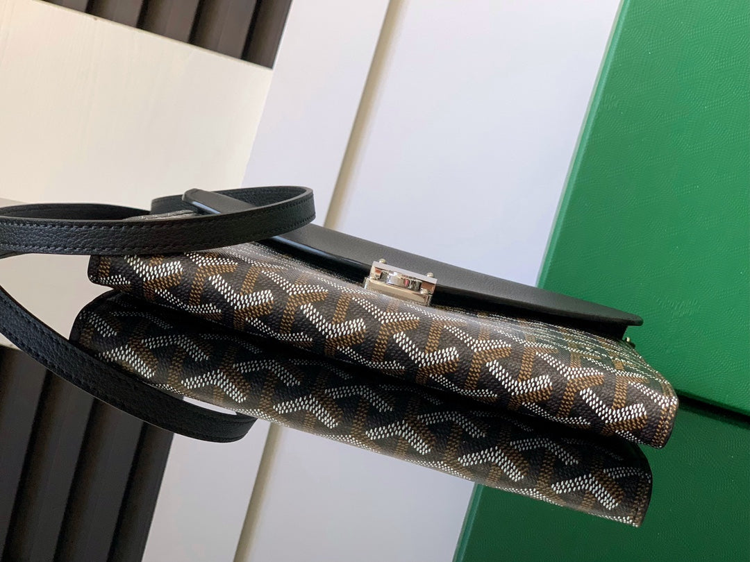 CARTERA CHIPRE 21 EN LONA GOYARDINE NEGRA Y PIEL DE BECERRO