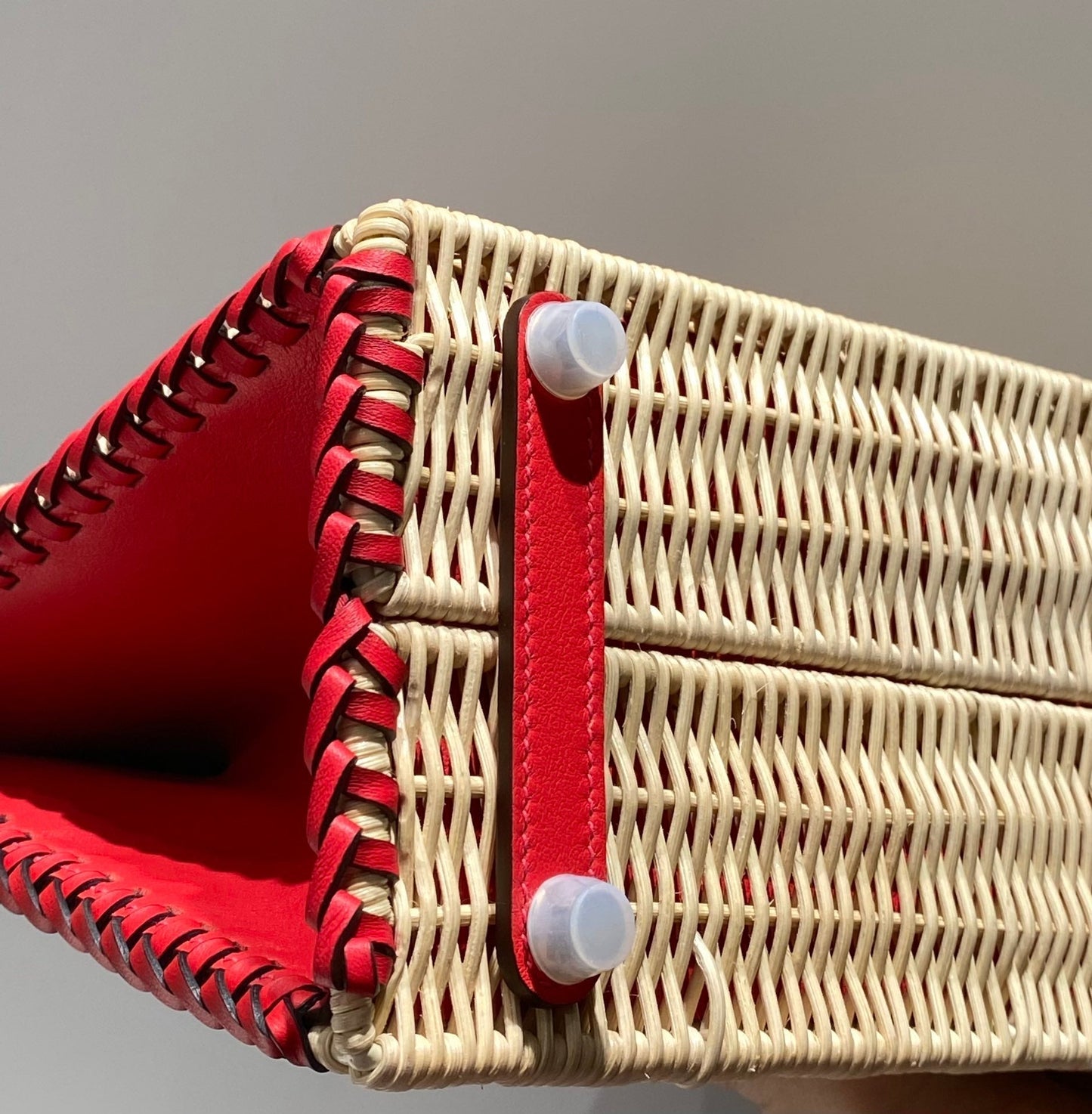 HM BIRKIN 25 CM PICNIC ROJO BAMBÚ Y RATÁN