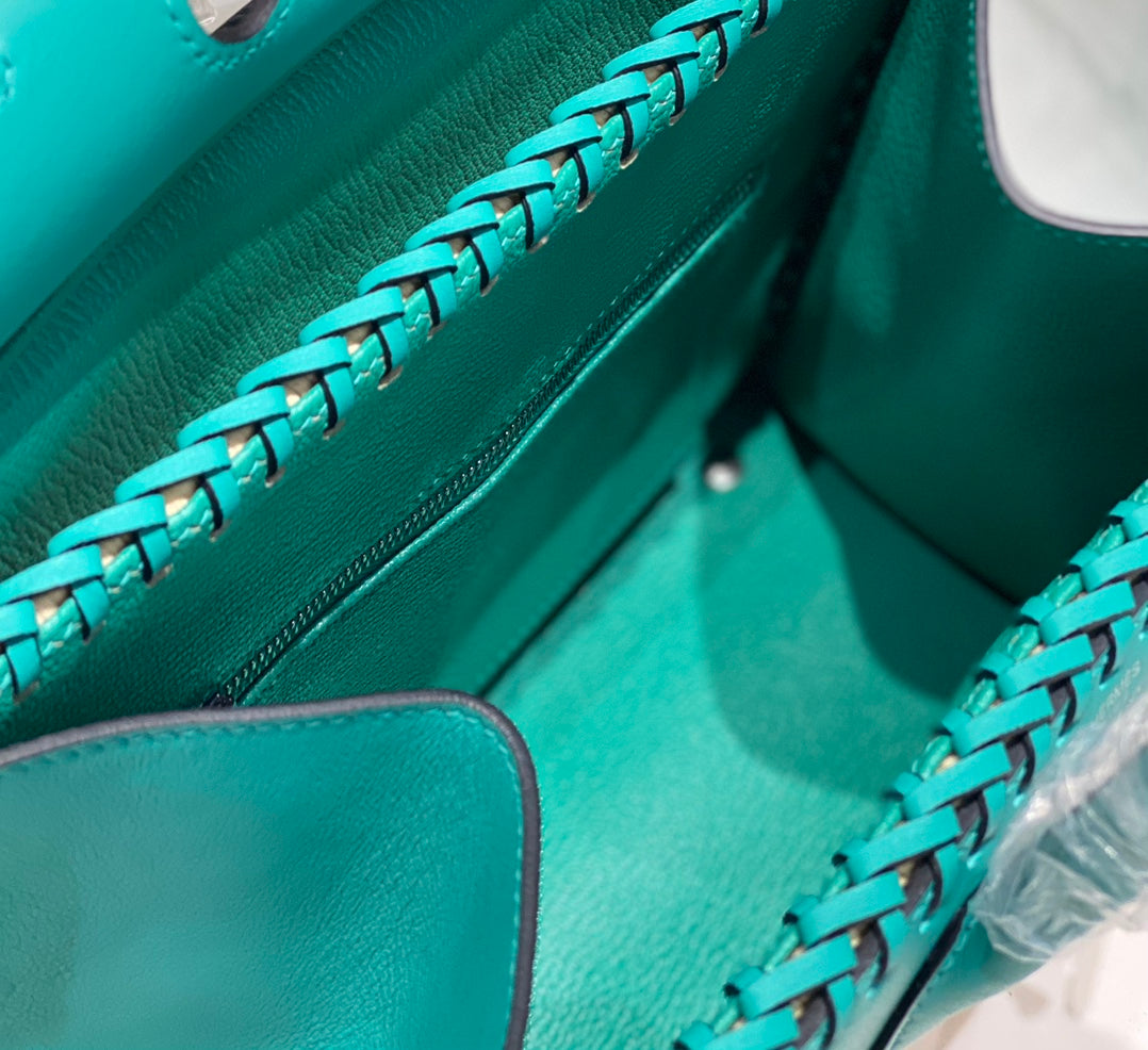 HM BIRKIN 25 CM PICNIC TURQUESA BAMBÚ Y RATÁN
